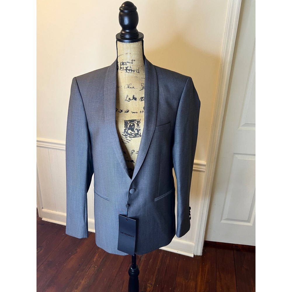 The Kooples Paris Mens Slim Fit Grey Shawl Collar Blazer Suit Jacket Size 50S